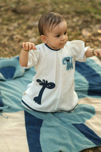 Thumbnail for Mhyssa Emma White and Blue Puff Sleeve Frock - Distacart