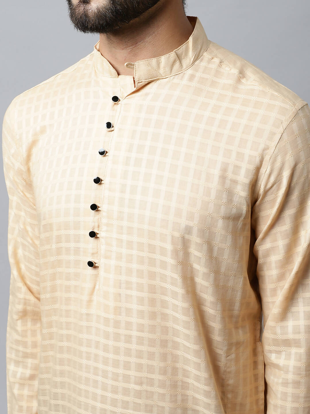 Even Apparels Beige Color Pure Cotton Men's Kurta With Side Placket (CHK1200) - Distacart