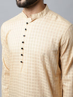 Thumbnail for Even Apparels Beige Color Pure Cotton Men's Kurta With Side Placket (CHK1200) - Distacart