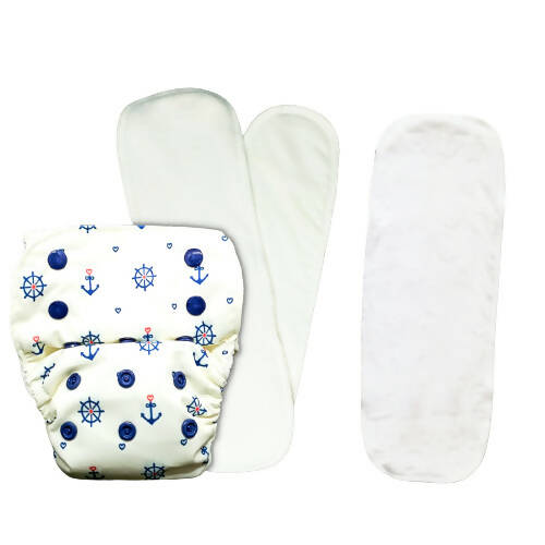 Kindermum Nano Pro Aio Cloth Diaper (With 2 Organic Inserts And Power Booster)-Anchor For Kids - Distacart