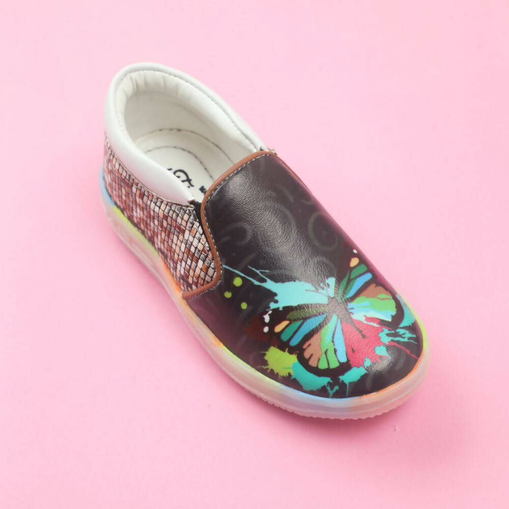 Tiny Bugs Unisex Butterfly Printed Slip Ons Sneakers - Black - Distacart