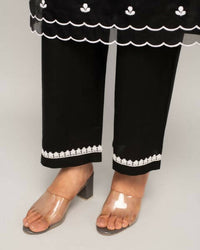 Thumbnail for FIORRA Women's Black Cotton Straight Kurta Palazzo Set - Distacart