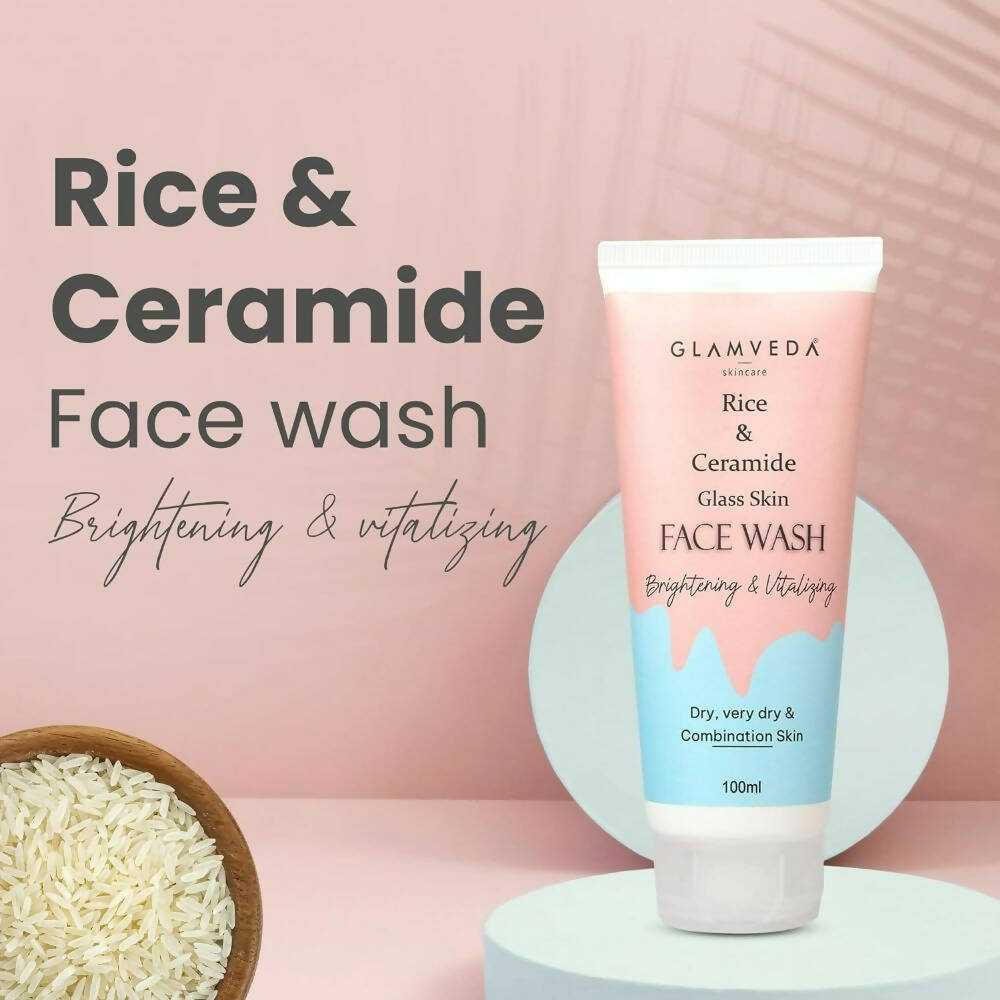 Glamveda Rice & Ceramide Glass Skin Face Wash - Distacart