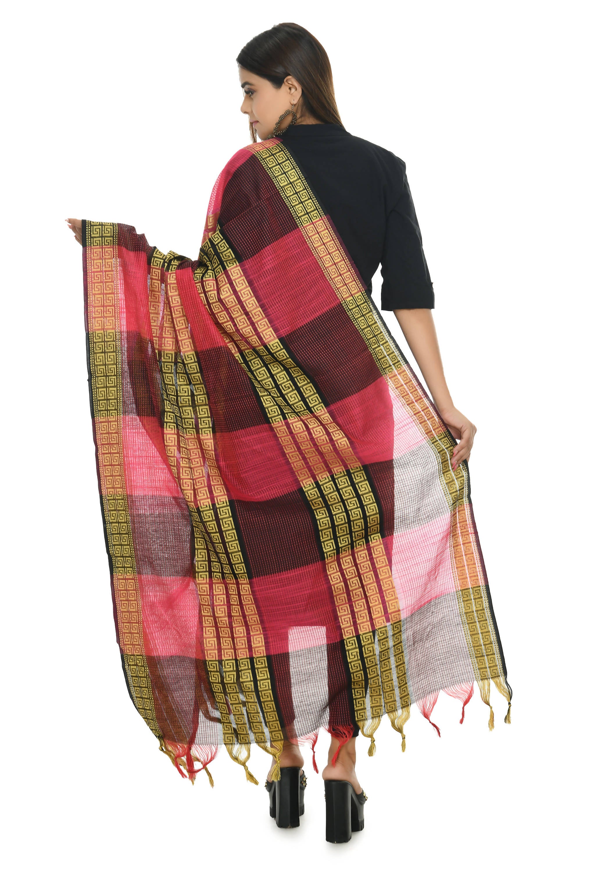 Mominos Fashion Moeza Handloom Cotton Rani Tone Dupatta - Distacart
