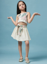 Thumbnail for Girls Printed Sleeveless Top With Skirt - Mini Marvels - Distacart