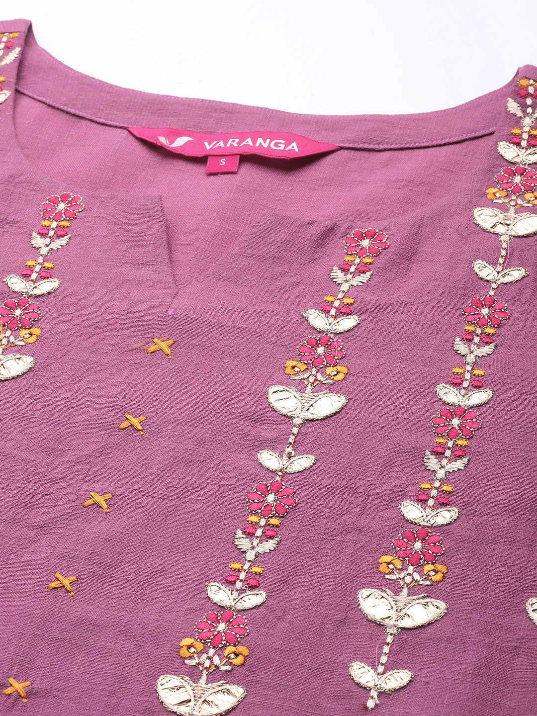 Varanga Mauve Embroidered Straight Kurta With Round Neck - Distacart