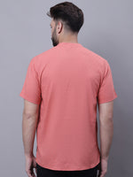 Thumbnail for Even Apparels Peach Pure Cotton Short Sleeves Kurta With Band Collar - Distacart