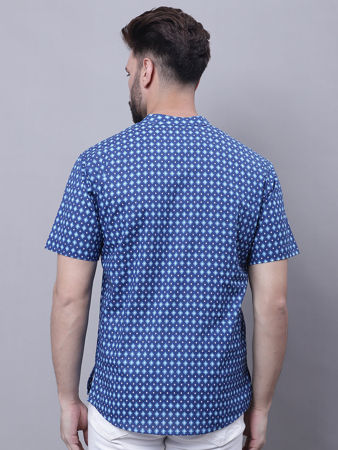 Even Apparels Blue Pure Cotton Short Kurta With Band Collar - Distacart