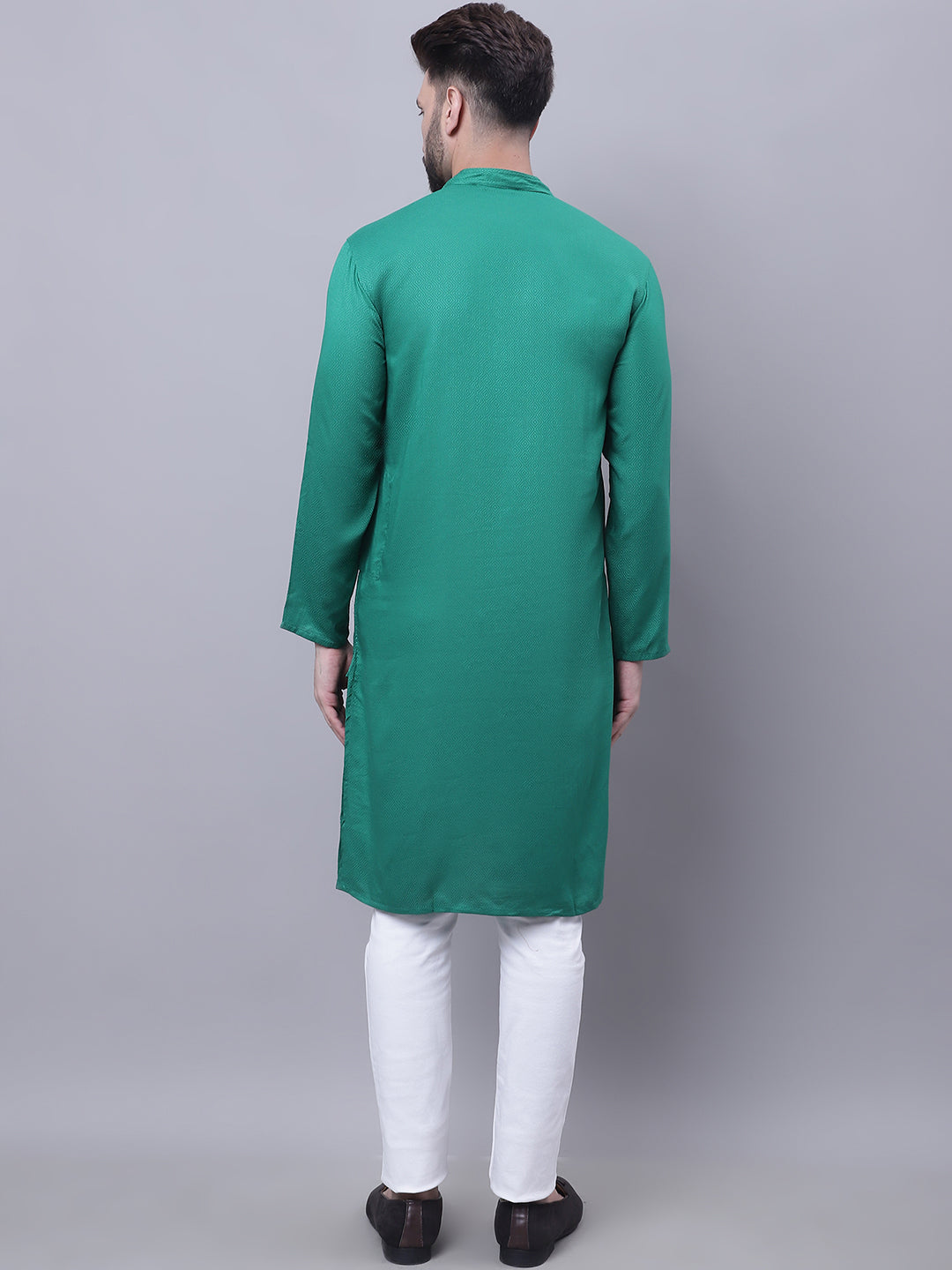 Even Apparels Green Kurta With Band Collar - Distacart