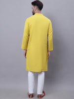 Thumbnail for Even Apparels Yellow Pure Cotton Kurta With Band Collar - Distacart