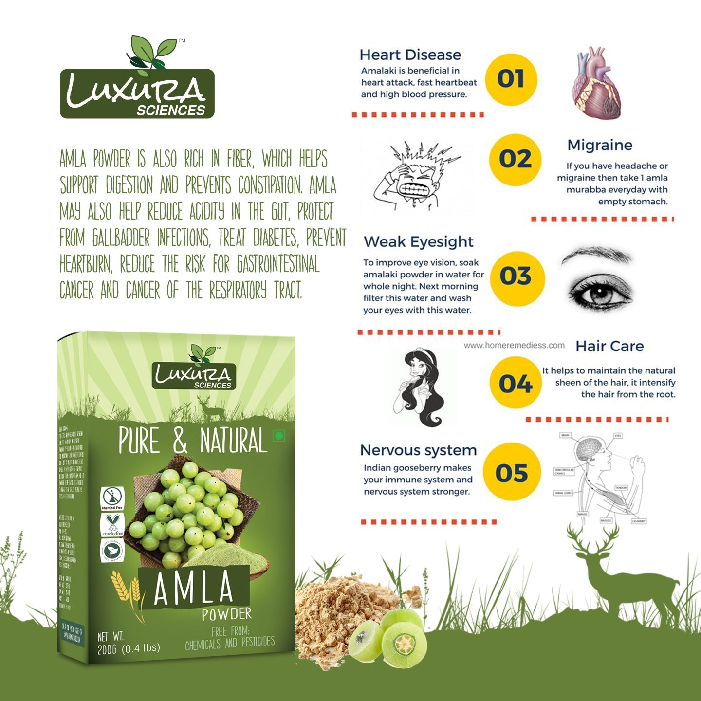 Luxura Sciences Pure Amla Powder For Hair Growth - Distacart