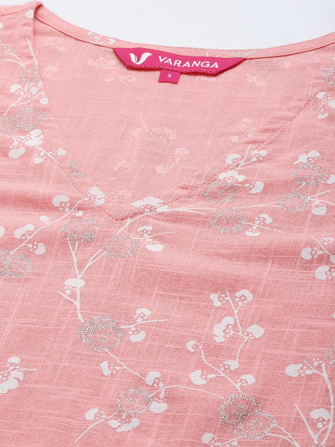 Varanga Women's Peach Khari Floral Printed Straight Kurta - Distacart