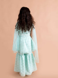 Thumbnail for Girls Sequins Embellished Sleeveless Kurta With Sharara And Dupatta - Mini Marvels - Distacart