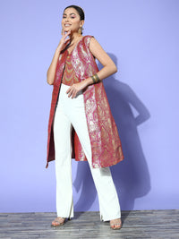 Thumbnail for InWeave Women's Pink Brocade Jacket - Distacart