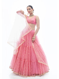 Thumbnail for Myra Baby Pink Art Silk Designer Lehenga - Distacart