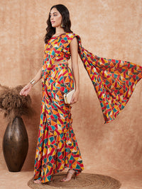 Thumbnail for InWeave Women's Multi Color Trangle Skirt Saree - Distacart
