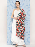 Thumbnail for InWeave Women's White Strappy Set With White Red Round Motif Dupatta - Distacart