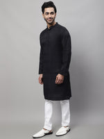 Thumbnail for Even Apparels Black Pure Cotton Kurta With Band Collar - Distacart