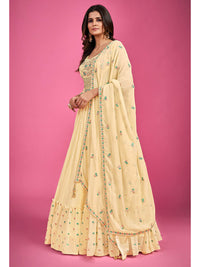Thumbnail for Myra Yellow Pure Georgette Embroidered Gown - Distacart