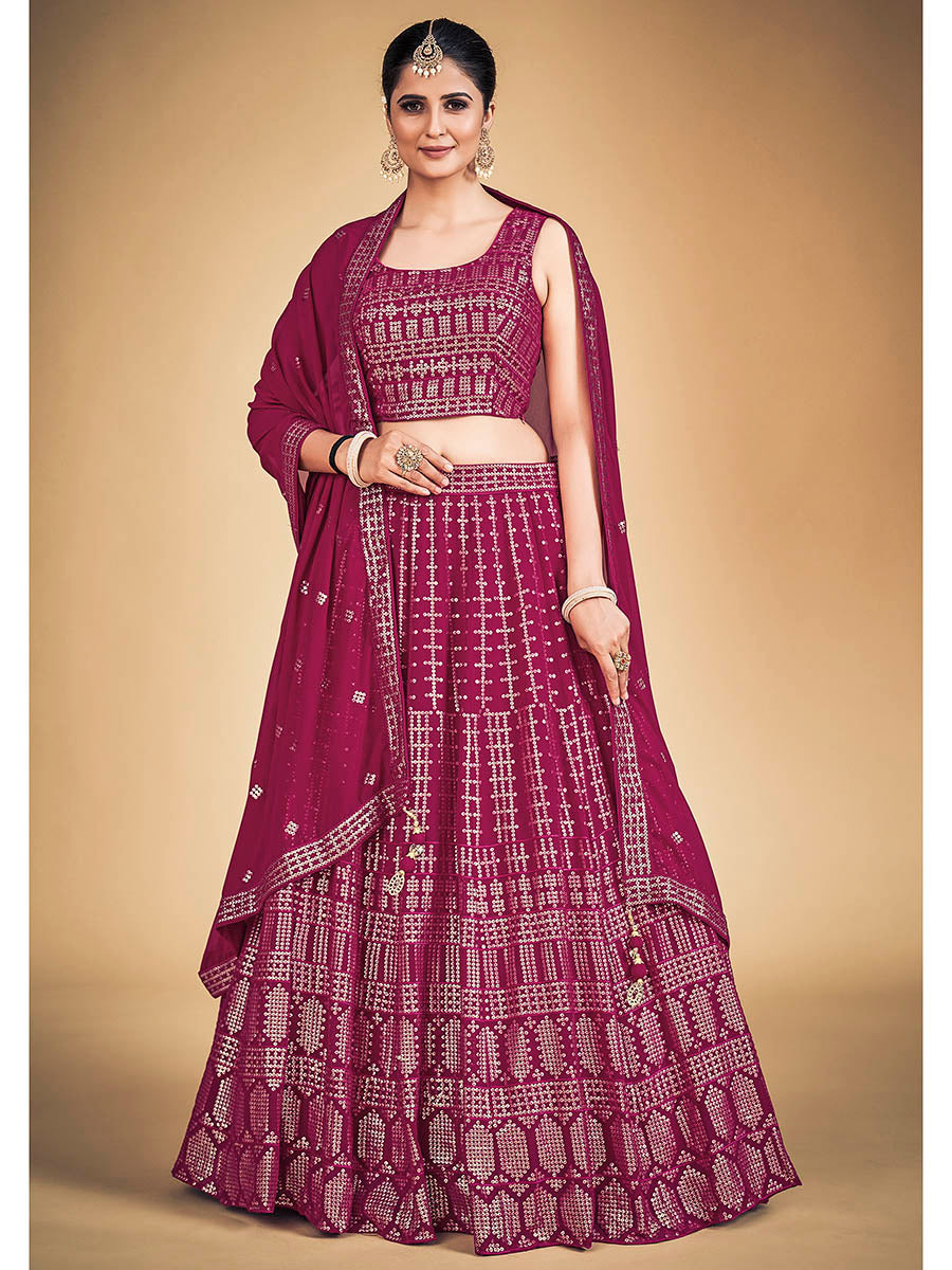 Myra Pink Georgette Real Georgette Lehenga Choli - Distacart