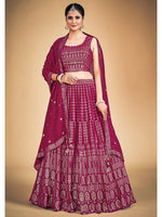 Thumbnail for Myra Pink Georgette Real Georgette Lehenga Choli - Distacart