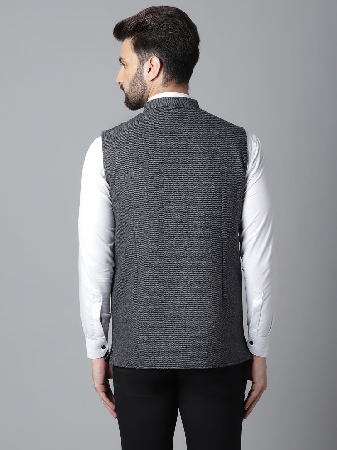 Even Apparels Men's Grey Pure Wool Nehru Jacket - Distacart