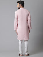 Thumbnail for Even Apparels Pink Pure Cotton Kurta With Band Collar - Distacart