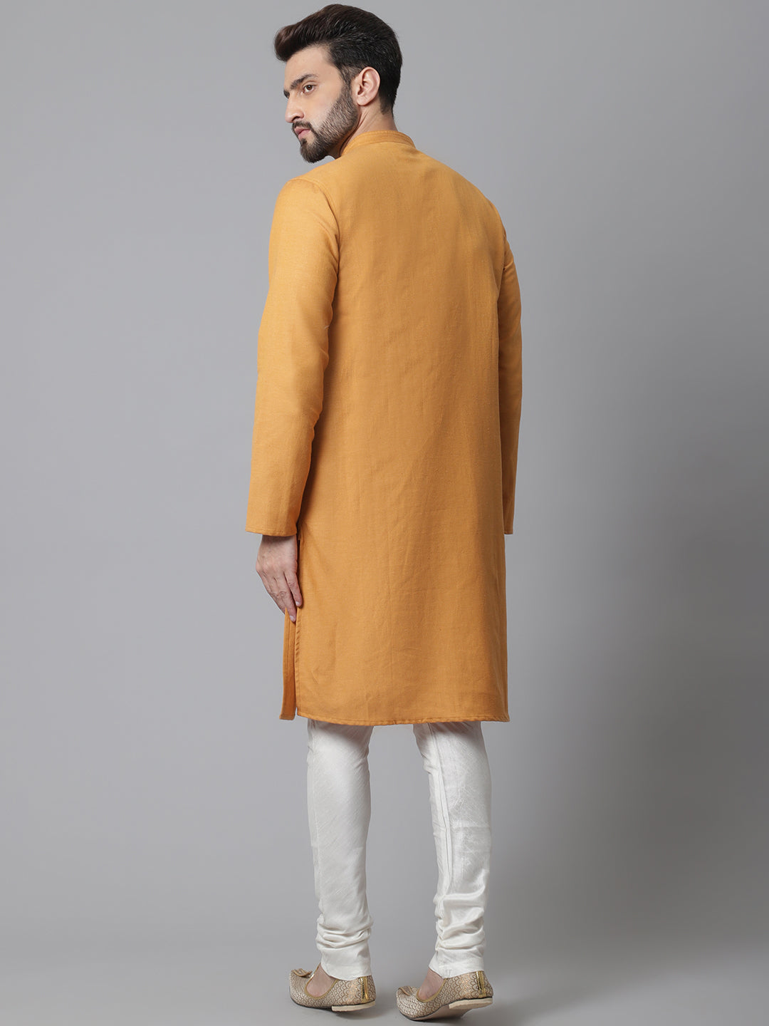 Even Apparels Yellow Solid Kurta With Band Collar - Distacart