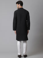 Thumbnail for Even Apparels Black Pure Cotton Kurta With Band Collar - Distacart