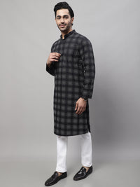 Thumbnail for Even Apparels Black Pure Cotton Kurta With Band Collar - Distacart