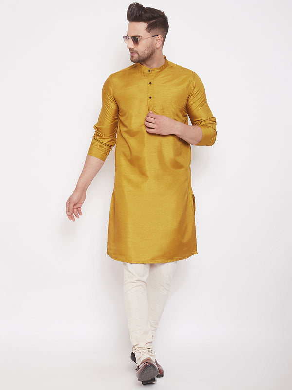 Even Apparels Beige Pure Cotton Kurta With Band Collar - Distacart