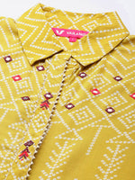Thumbnail for Varanga Bandhani Printed Embroidered Straight Kurta With Collar - Distacart