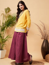 Thumbnail for InWeave Women's Pink Wine Handloom Palazzo - Distacart
