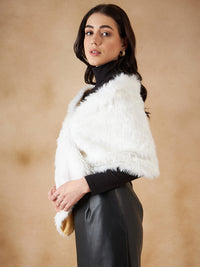 Thumbnail for InWeave Women's Pure White Faux Fur Cape - Distacart