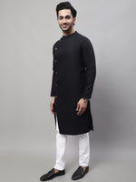 Thumbnail for Even Apparels Black Sherwani Kurta With Asymetrical Cut - Distacart