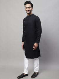 Thumbnail for Even Apparels Black Sherwani Kurta With Asymetrical Cut - Distacart