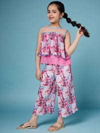 Thumbnail for Girls Printed Sleeveless Top With Palazzos - Mini Marvels - Distacart