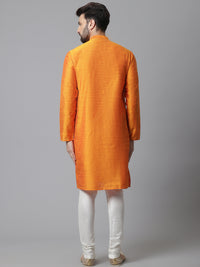 Thumbnail for Even Apparels Orange Solid Kurta With Band Collar - Distacart