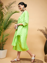 Thumbnail for InWeave Women's Lime Green Flared Kurta Palazzo Set - Distacart