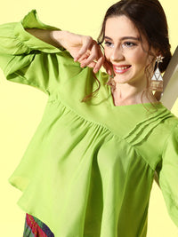 Thumbnail for InWeave Women's Green Top With Multi Clr Harem Set - Distacart