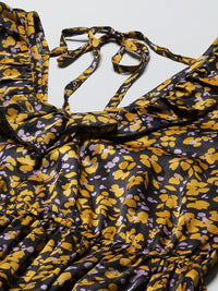 Thumbnail for InWeave Women's Mustard Print Ruffled Dress - Distacart