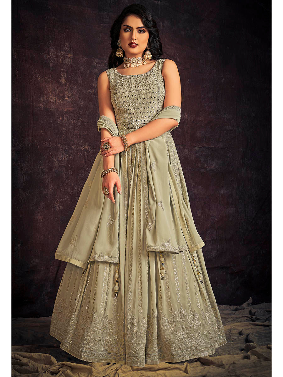 Myra Pista Real Georgette Designer Gown Style Suit - Distacart