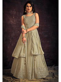 Thumbnail for Myra Pista Real Georgette Designer Gown Style Suit - Distacart