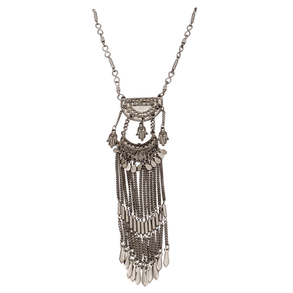 Silver-Plated Alloy Long Silver Oxidised Necklace - The Pari - Distacart