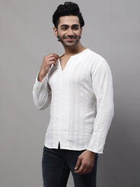 Thumbnail for Even Apparels White Pure Cotton Open Neck Kurta - Distacart