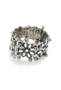 Thumbnail for Mominos Fashion Kamal Johar Oxidised Silver-Plated Mirror work Design Bracelet