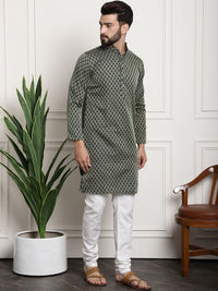 Thumbnail for Sojanya Floral Printed Mandarin Collar Kurta With Churidar - Distacart