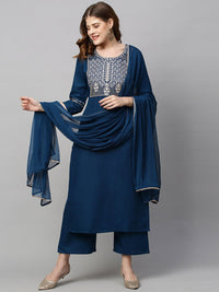 Thumbnail for Kalini Women Blue Kurta with Palazzos & With Dupatta - Distacart