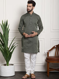 Thumbnail for Sojanya Floral Printed Mandarin Collar Kurta With Churidar - Distacart