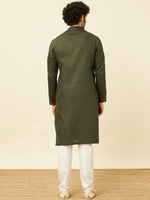 Thumbnail for Manyavar Mandarin Collar Thread Work Pure Cotton Kurta & Pyjamas - Distacart